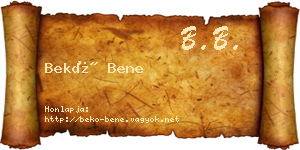 Bekő Bene névjegykártya